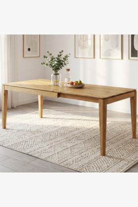 Ausziehbarer Esstisch Massiv Eiche 180-265x90 cm natur